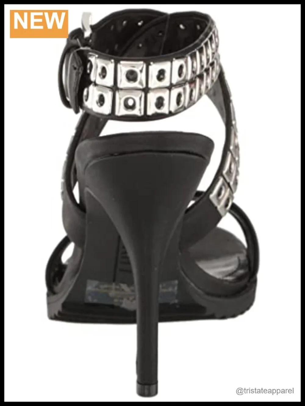 Studded Ankle Strap Stiletto Heeled Sandal Open Toe Dress Shoe